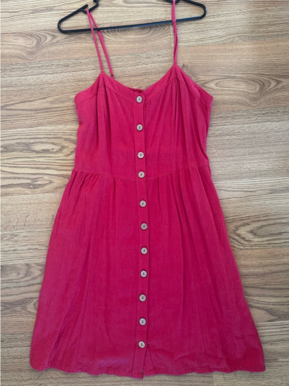 Universal Thread Red Linen Blend Button Down Knee Length Dress - XL